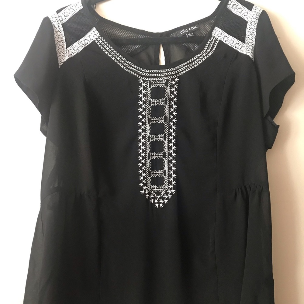 City chic sheer black top